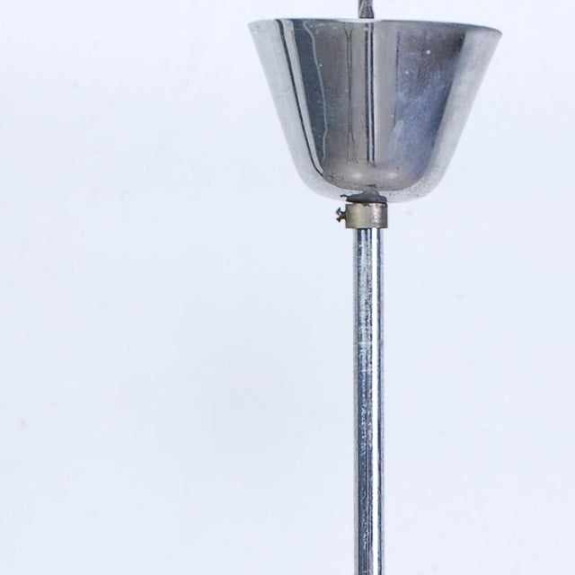 Art Deco Pendant Light in Glass with Metal Leaves, 1940s For Sale - Image 14 of 15