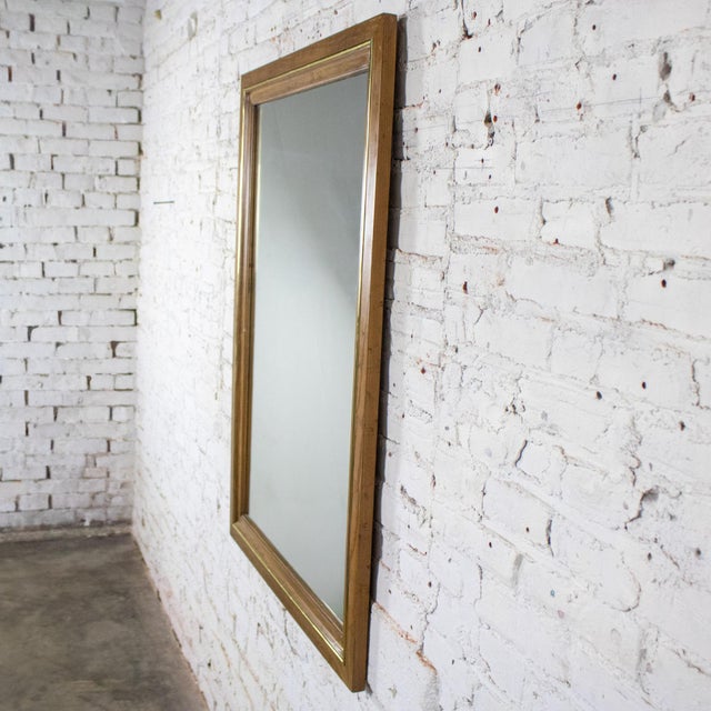 1974 Modern Wall Mirror by Thomasville Rectangular Oak Frame With Brass Plated Detail For Sale - Image 9 of 18