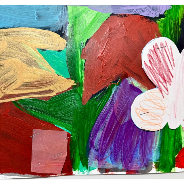 2010s Jim Drain, Colorful Mixed Media Collage Painting Miami Artist Jim Drain Abstract Flowers For Sale - Image 5 of 15
