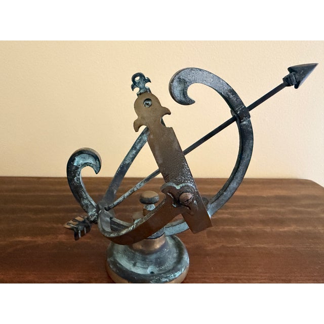 Late 20th Century Vintage English Country Brass & Verdigris Armillary Sundial For Sale - Image 5 of 11