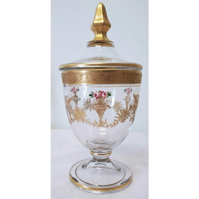 Gold Mid 19th Century French 40s Gilt Crystal Candy Dish With Lid For Sale - Image 8 of 8