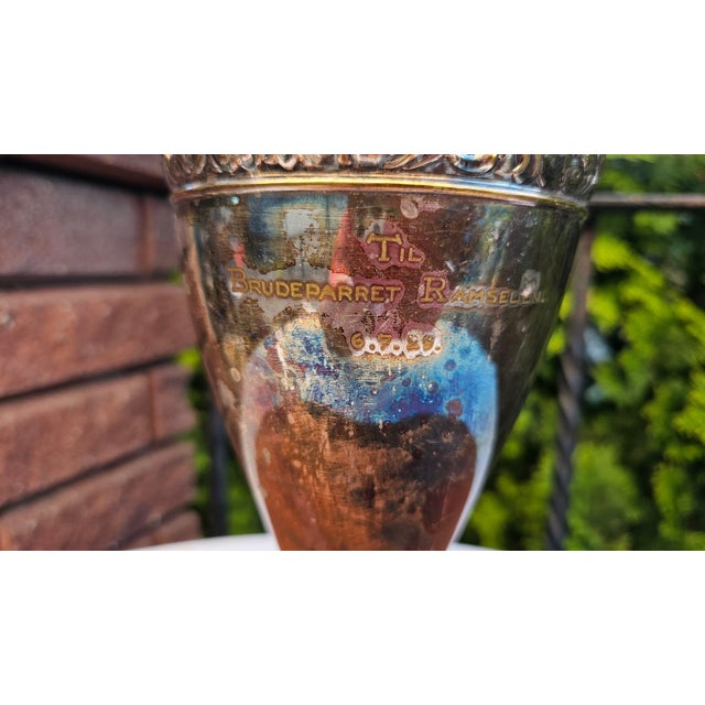 Art Deco silver-plated vase with a glass insert featuring an embossed floral pattern, 1929, dimensions: height 35.5 cm;...