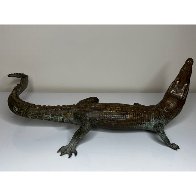 French Early 20th Century Bronze Crocodile Fountain Head Garden Sculpture After Antoine-Louis Barye For Sale - Image 15 of 18