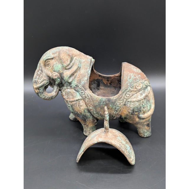 Metal 1960s Chinese Cast-Metal Elephant Ritual Jar For Sale - Image 7 of 11