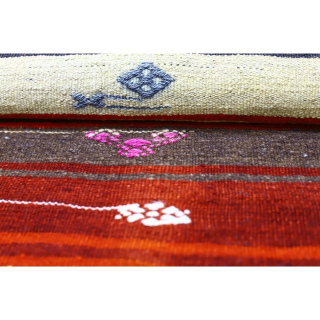 1960s Mid-Century Hand Knotted Red Striped Runner For Sale - Image 11 of 13