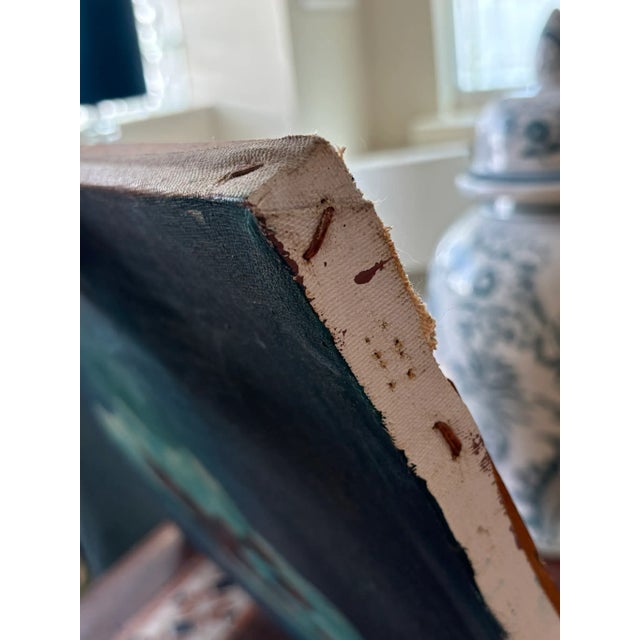 Blue Vintage Still Life Oil Painting With Cherries Blue Signed Ivanisevic For Sale - Image 8 of 12