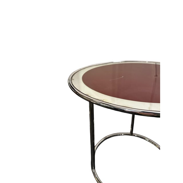 Art Deco Mirrored Chrome and Burgendy Drinks Table and Floor Lamp, 1930, Set of 2 For Sale - Image 13 of 14