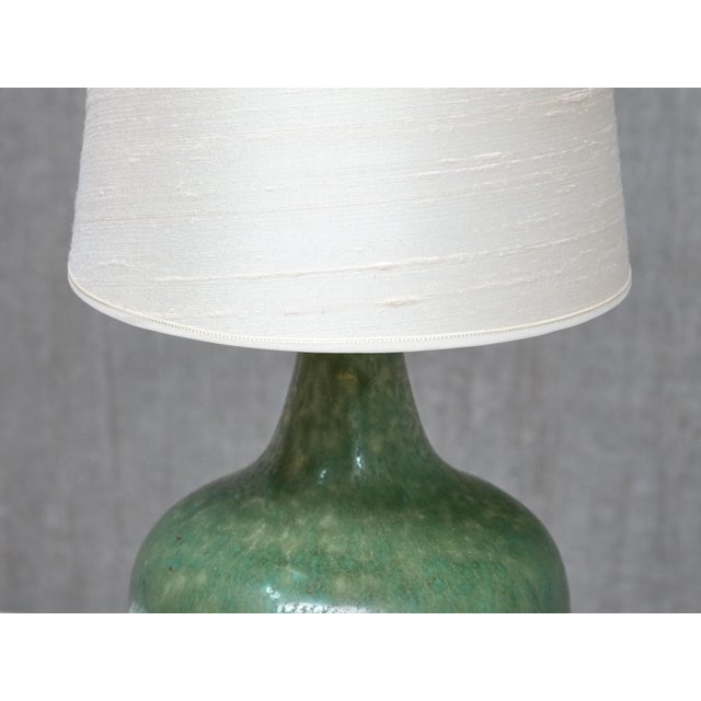 Rörstrand Green Ceramic Table Lamp by Carl-Harry Stålhane for Rörstrand, Sweden, 1950s For Sale - Image 4 of 11