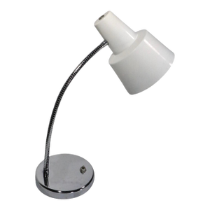 Mod Chrome and White Gooseneck Desk Lamp C. 1970's After Josef Hurka for Napako