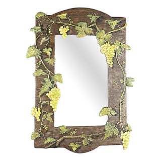 Carved Wooden Mirror with Vine Decoration, 20th Century For Sale