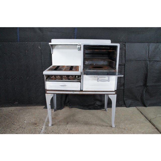 Antique Alcazar Range & Heater Co Acme Enameled Porcelain Gas Kitchen Stove For Sale - Image 4 of 16