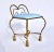 1950's Hollywood Regency enameled gold gilt metal rope & tassel stool with new powder blue velvet upholstery. Rich in...