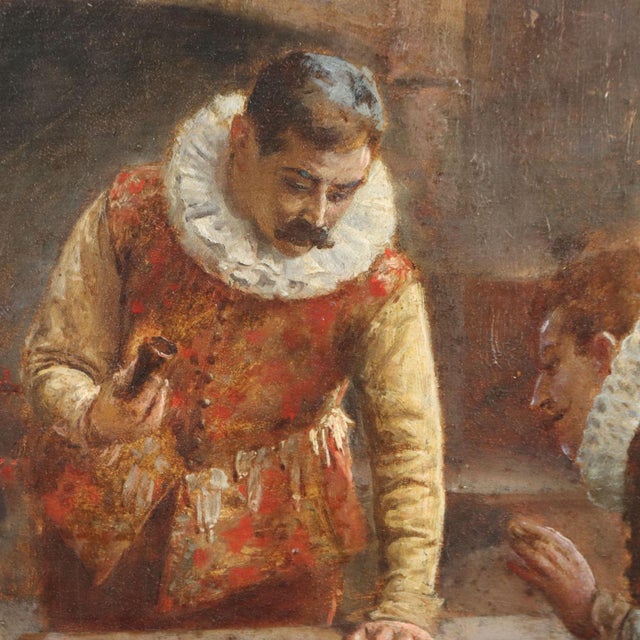 Dice Players, 1800s, Oil on Hardboard, Framed For Sale - Image 5 of 16