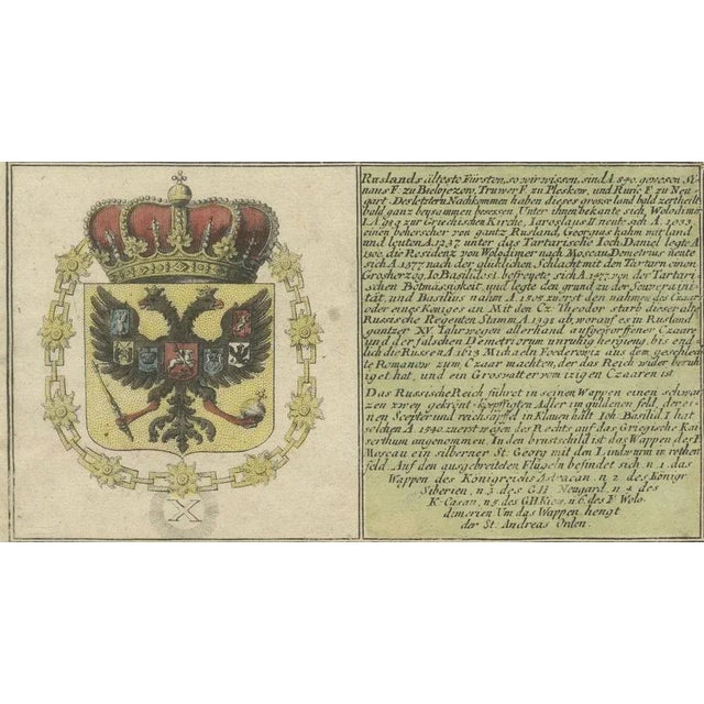 Early 18th Century Adelbulner, Coats of Arms of the European Empires and Kingdoms with Historical Annotations, 1718, Print For Sale - Image 5 of 8