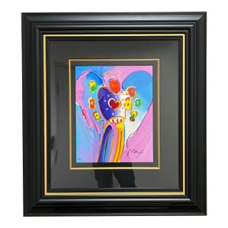 Peter Max Angel With a Heart Original Print, Framed For Sale