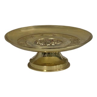 Chinese Lotus Floral Pattern Gold Color Metal Offering Plate Holder For Sale