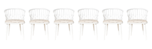 Painted Beech Chairs with Padded Fabric Seats, 1970s, Set of 6