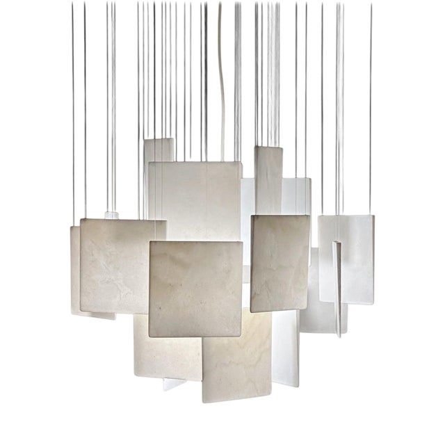 Ingo Decorative Pendant Lamp in Bianco Carrara Marble by Bufalini Marmi For Sale