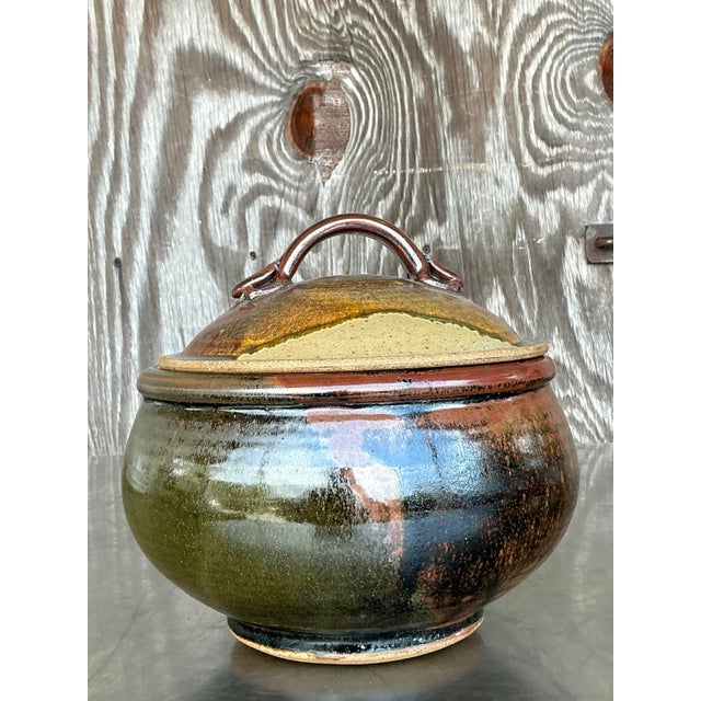 Vintage Boho Studio Pottery Lidded Bowl For Sale - Image 12 of 12