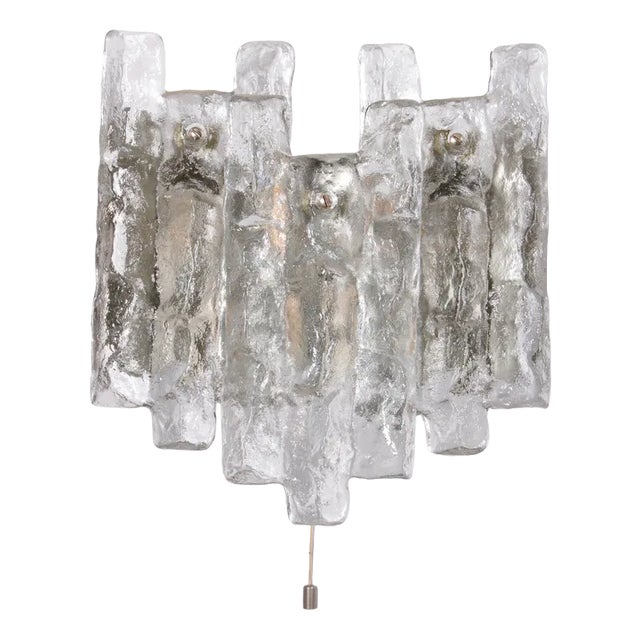 Crystal Ice Glass Wall Lamp from Kalmar Franken Kg, 1960s For Sale