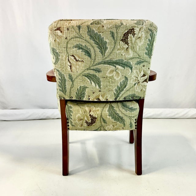 1990s Vintage Neoclassical Acanthus Leaf Upholstered Open Arm Side Accent Chair For Sale - Image 11 of 11