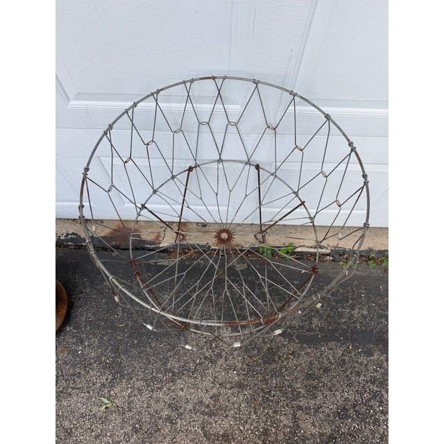 Vintage wire laundry hamper/ basket with original manufacturer tag that reads Allied Prod. Co. Benicia Calif. patent...