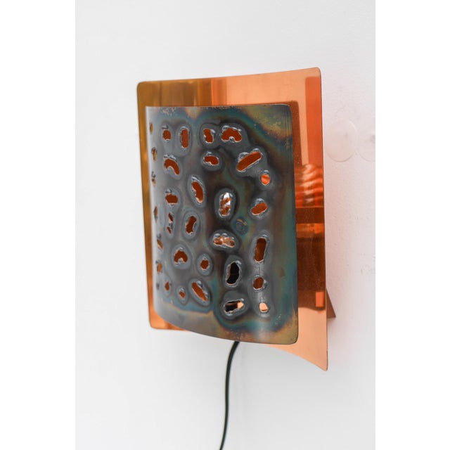 Metal Vintage Brutalist Copper Wall Sconce from Boréns, 1960s For Sale - Image 7 of 15