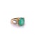 Oval cut natural Colombian Emerald mounted in a secure 14k solid gold ring setting with 0.16 carats in round diamond...