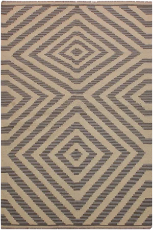 Geometric Kilim Hand-Woven Wool Rug - 4′ × 5′11″
