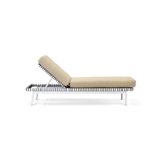 Contemporary Delta Gamma Chaise Lounge With Tan Cushion For Sale - Image 3 of 11