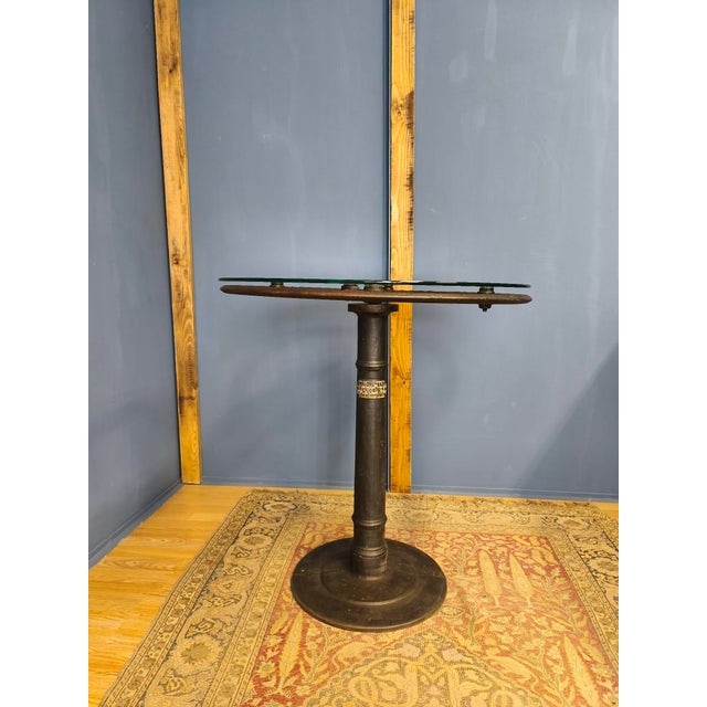 Glass Top Table with Cast Iron Industrial Iron Machine Legs, 2010s, Set of 3 For Sale - Image 16 of 18