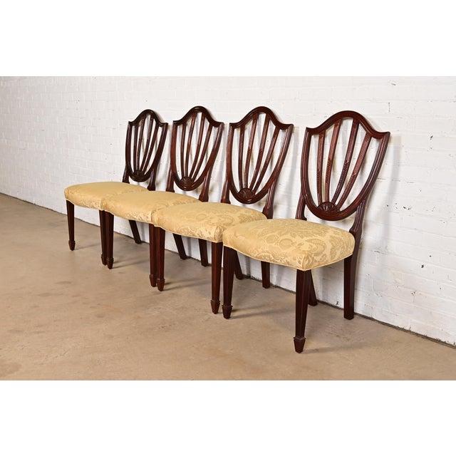 Baker Furniture Federal Carved Mahogany Shield Back Dining Chairs, Set of Four For Sale - Image 12 of 12