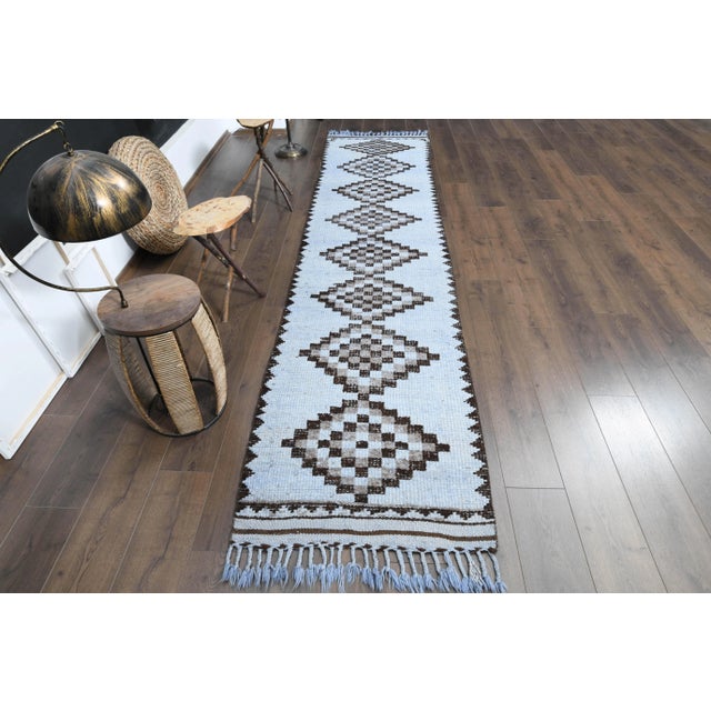 Vintage Turkish Hand-Knotted vintage rug is a semi-antique vintage runner rug.'70s Eastern region of Turkey's unique rug...