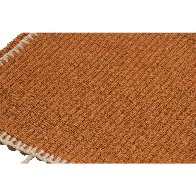 Contemporary Rug & Kilim’s Contemporary Square Kilim in Beige and Orange Stripes For Sale - Image 3 of 7