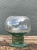 Mid-Century Modern Vintage Green Pedestal Glass Vase For Sale - Image 3 of 12