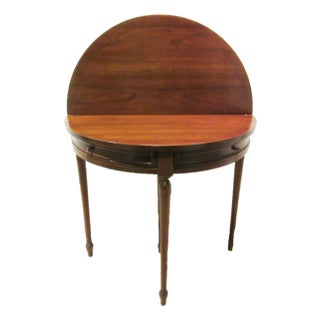 Sheraton-Style Mahogany & Satinwood Flip-Top Game Table With Swing-Out Drawers For Sale