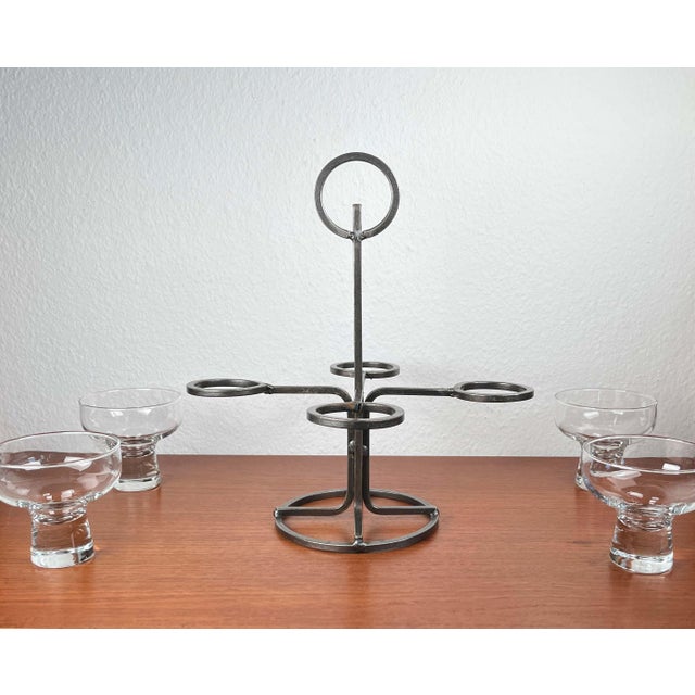 Vintage Danish Candleholder in Wrought Iron and Glass, 1970s For Sale - Image 6 of 13