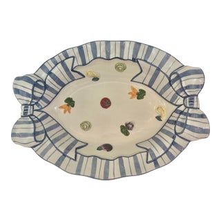 1994 Fitz and Floyd “Petits Vegs” Blue and White Serve Bowl For Sale