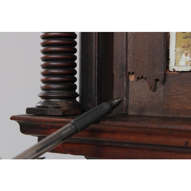 Brown Antique 18th C. English 8 Day Flame Mahogany Grandfather Clock For Sale - Image 8 of 18