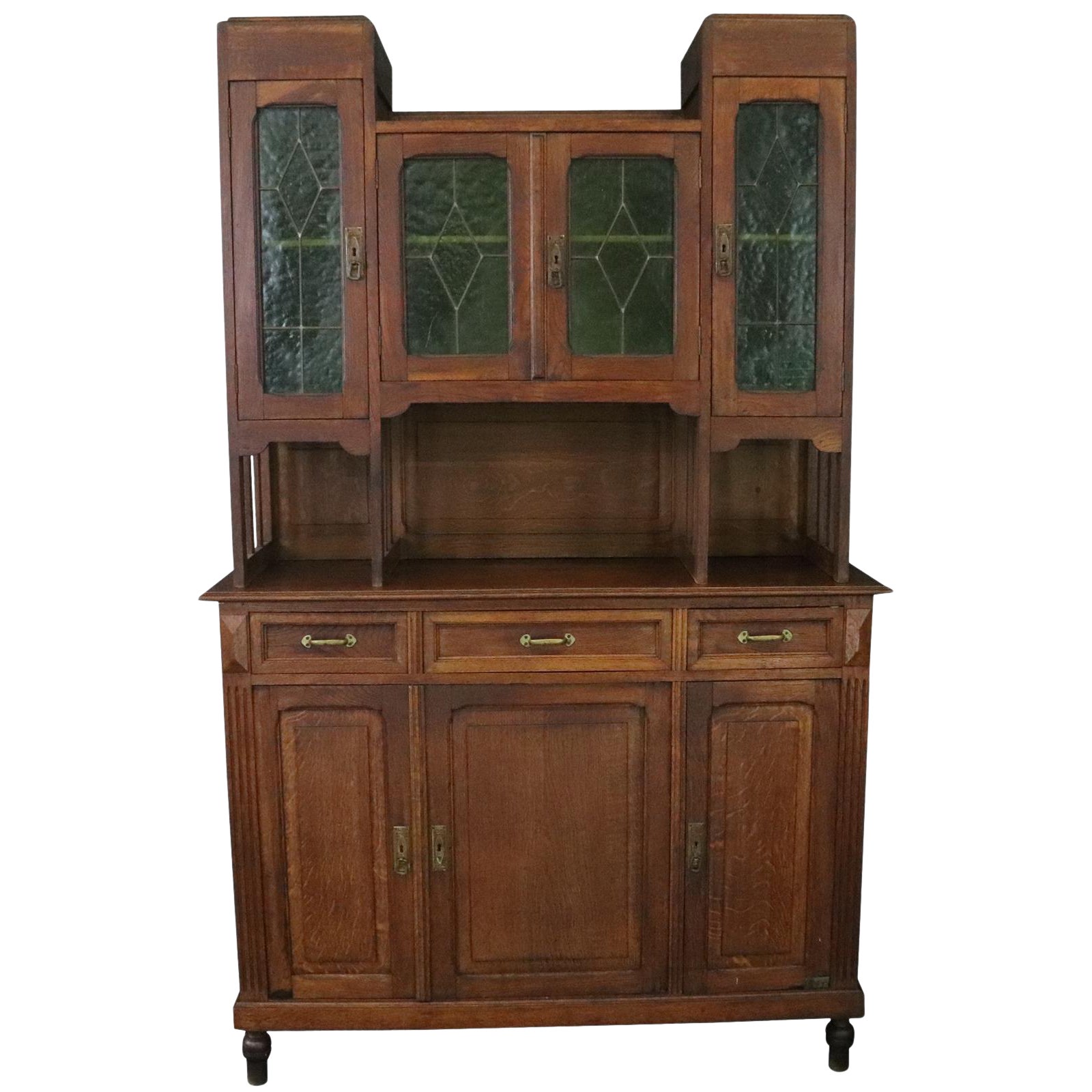 Buffet Arts and Crafts French 1920 Oak Wood Green Chairish