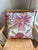 Blush 20” Custom Goose Down Floral Accent Pillow in Pink, Blush & Gold With Decorative Gold Whipstitch Trim For Sale - Image 8 of 9