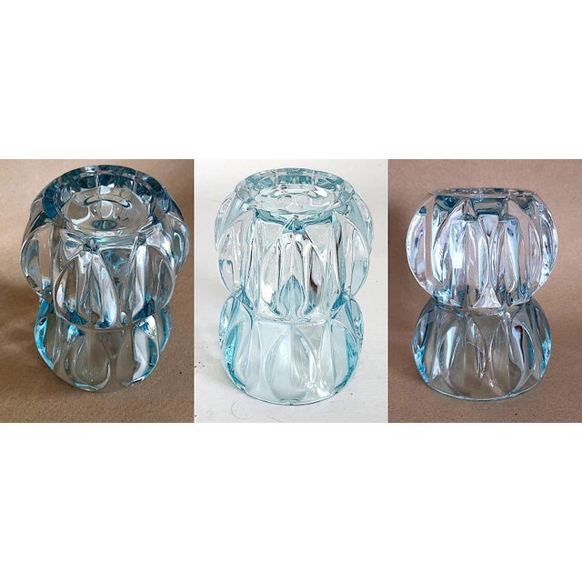 SkLO 1960s Brutalist Double Bowl Heavy Crystal Vase Designed for Union Sklo For Sale - Image 4 of 10
