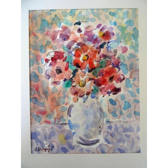 Oskars Berzins, Flowers, Watercolor on Paper For Sale - Image 4 of 4