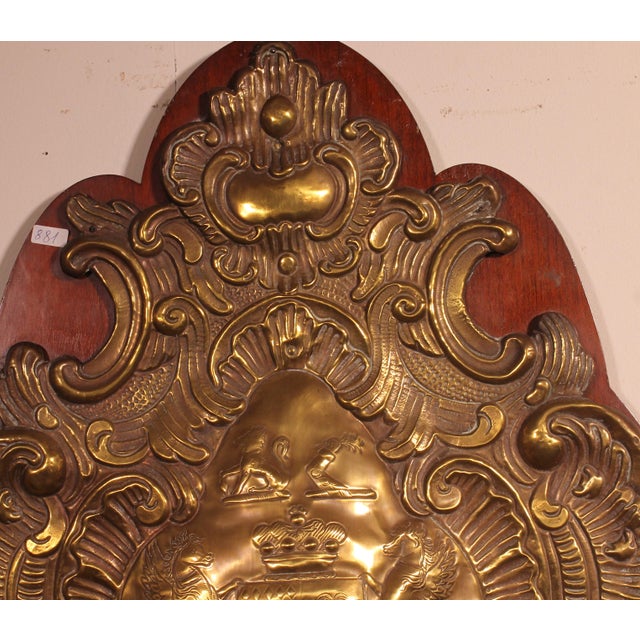 Antique Wall Panel in Copper with the Coat of Arms, 1800s For Sale - Image 5 of 10