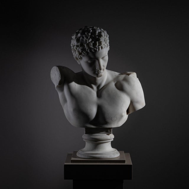 19th Century Grand Tour Marble Bust of Hermes of Olympia, Italy For Sale - Image 11 of 12
