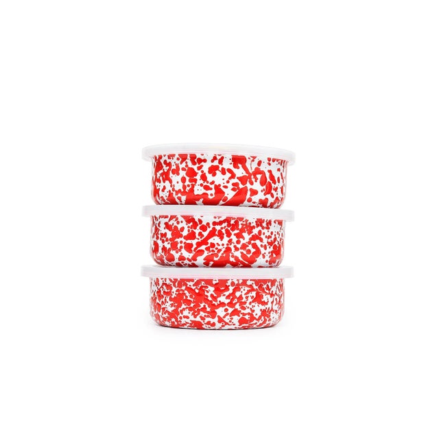 Crow Canyon Home Splatterware, Storage Bowl Set in Red & White - 3 Pieces For Sale - Image 4 of 4