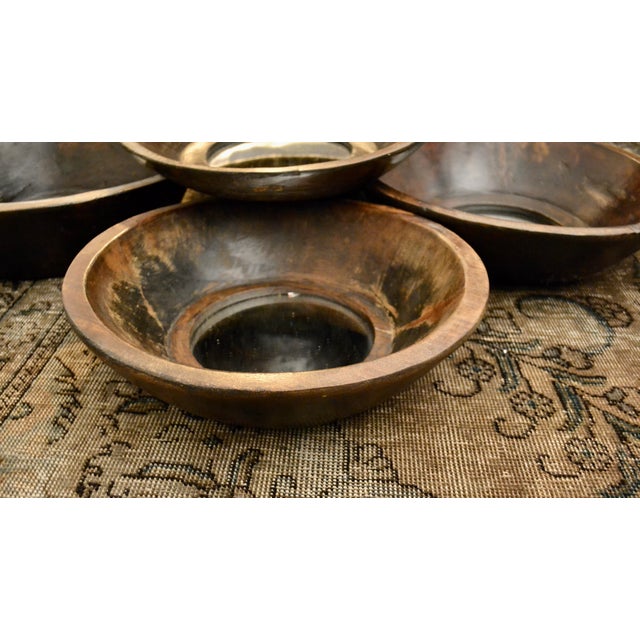Mid 20th Century Primitive Style Wood Bowl Mirrors - Set of 5 For Sale - Image 4 of 5