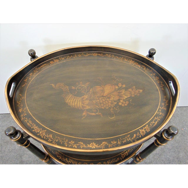 Late 20th Century Regency Stencil Decorated Serving Cart For Sale In Philadelphia - Image 6 of 7