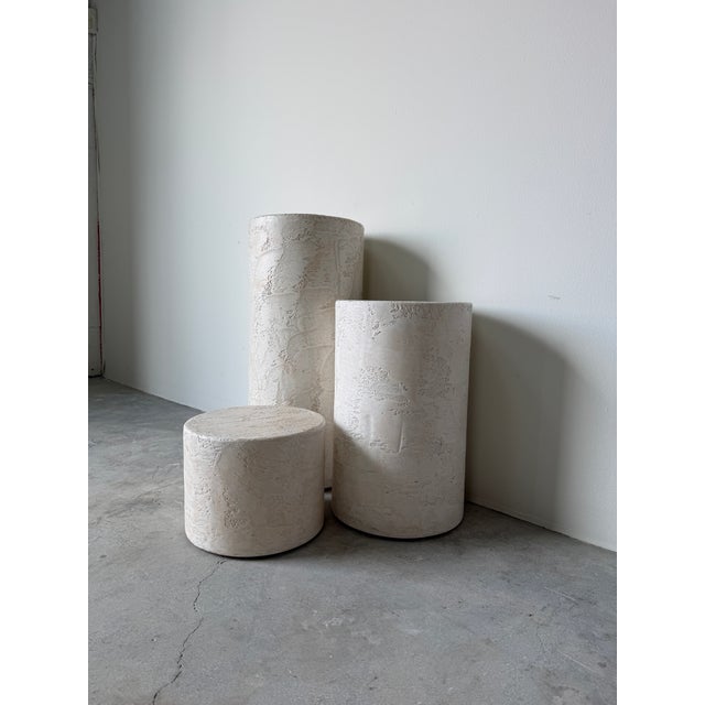 1980's Postmodern Plaster and Wood Pedestals - Set of 3 For Sale In Miami - Image 6 of 18