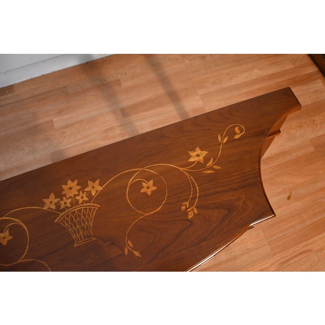 1980s Harden English Regency Style Cherry Inlaid Console Table For Sale - Image 14 of 18